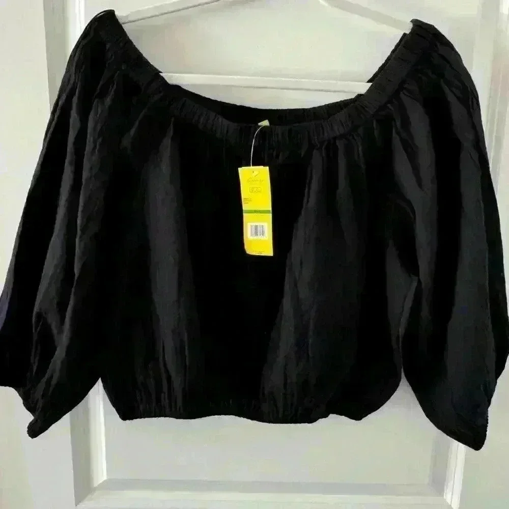Circus NY by Sam Edelman Carlap Cotton Crop Top ~ Anthracite ~ L ~NWT!